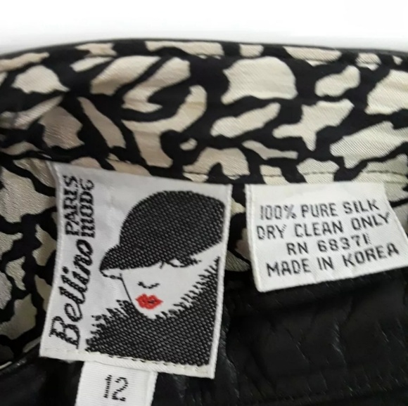 Bellino Mode Paris VINTAGE Leather 100% Silk Skirt - Picture 6 of 7